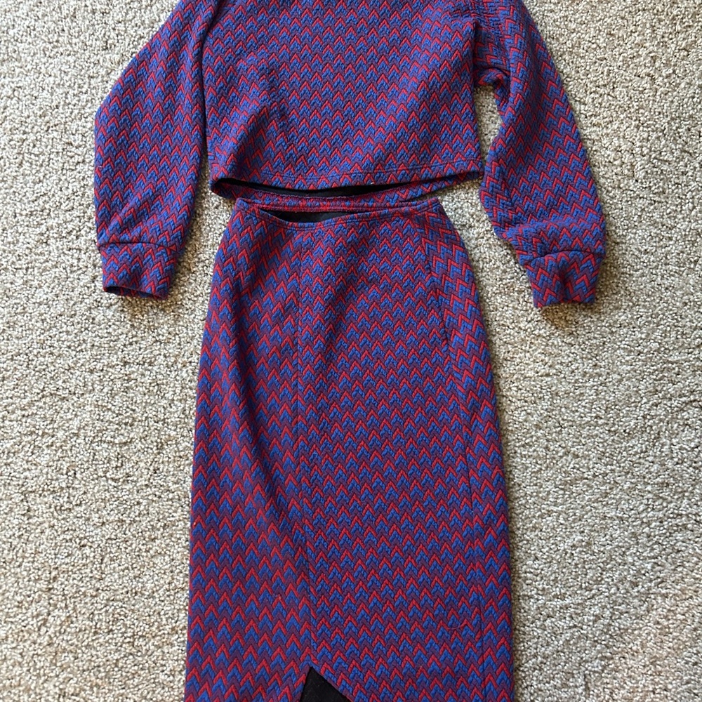 American Apparel Red and Blue Zigzag Top
